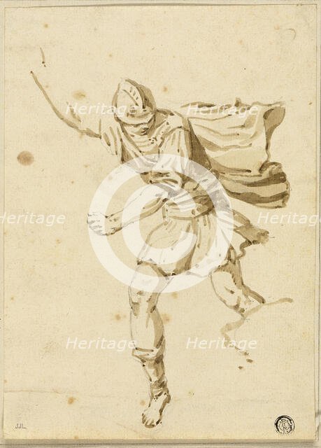 Running Roman Warrior, Pointing Upwards with Right Hand, n.d. Creator: Philippe Louis Parizeau.