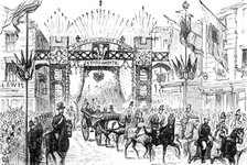 The Royal Visit to Swansea: the procession passing down High-Street, 1881. Creator: Unknown.