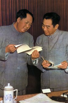 Mao Zedong and Zhou Enlai, Chinese Communist leaders, c1950s(?). Artist: Unknown