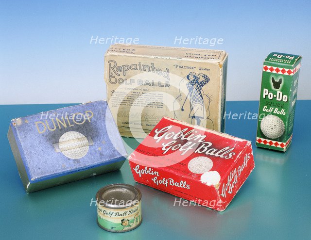 Golf ball boxes and tin of golf ball paint, 1920-1930. Artist: Unknown