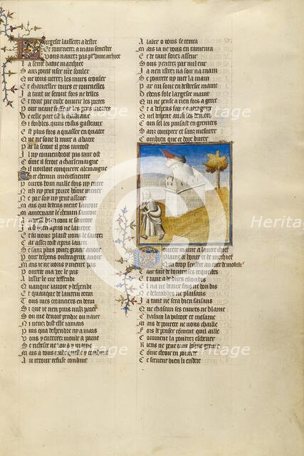 The Castle of Generosity Collapsing on the Path before the Personification of..., about 1405. Creator: Unknown.