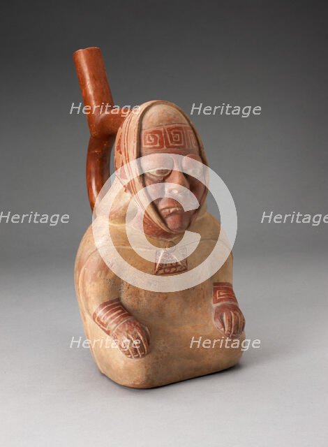 Handle Spout Vessel in the Form of a Seated Female Wearing Patterned Headkerchief, 100 BC/AD 500. Creator: Unknown.
