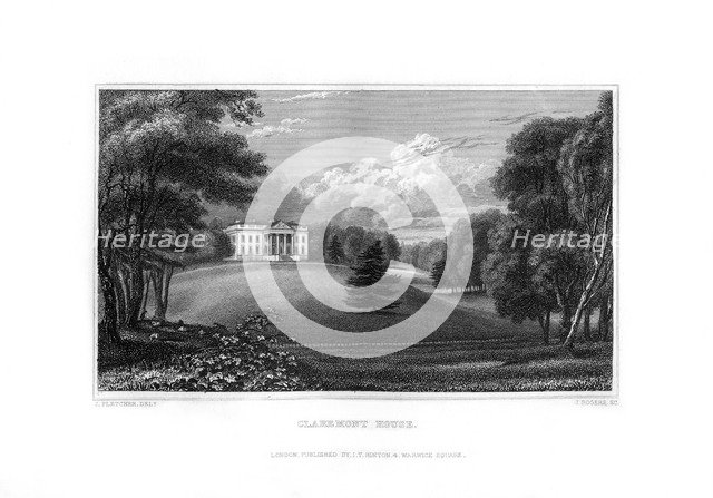 Claremont House, Esher, Surrey, 1829.Artist: J Rogers