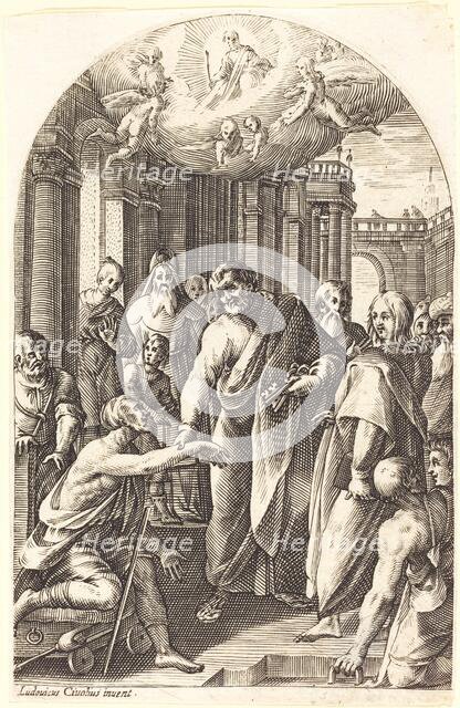 Peter and John Healing the Lame, 1608/1611. Creator: Jacques Callot.