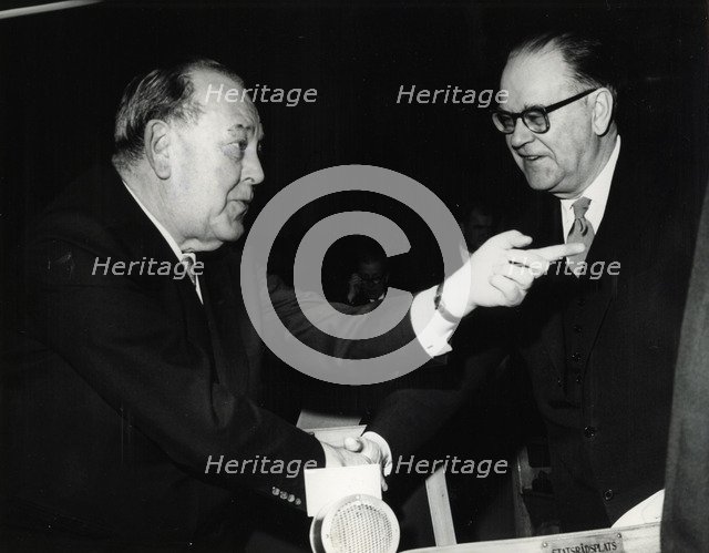 Trygve Lie, Norwegian politician, and Tage Erlander, Prime Minister of Sweden, 15 February 1964. Artist: Unknown