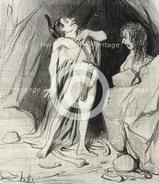 Oedipe chez le Sphinx, 1842. Creator: Honore Daumier.