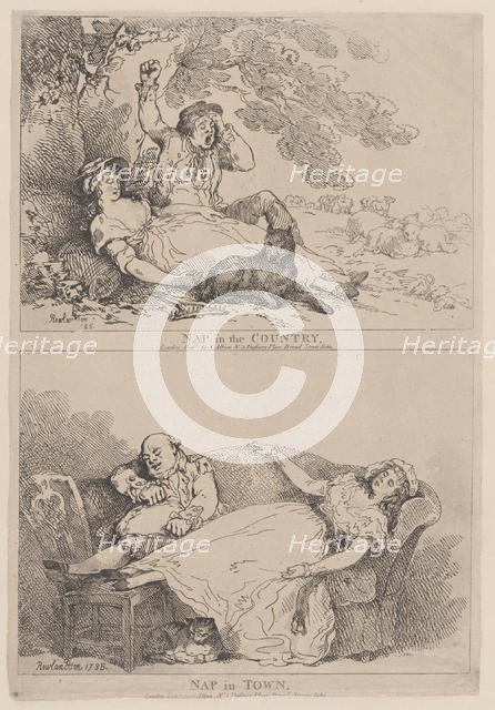 Nap in the Country, Nap in Town, 1785., 1785. Creator: Thomas Rowlandson.