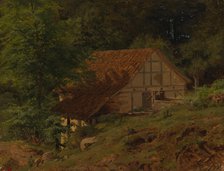 Buildings in the forest, exercise, 1856. Creator: Werner Holmberg.