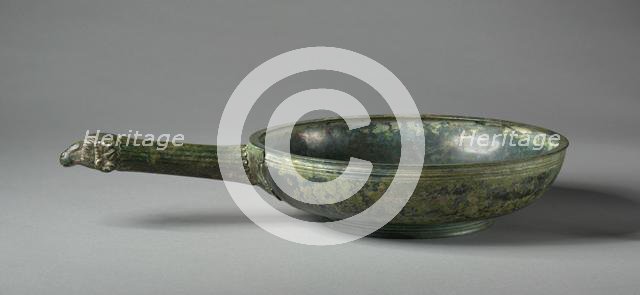 Patera with Fluted Handle and Ram Head Finial, 400s BC. Creator: Unknown.