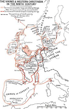 'Map of the Vikings & Western Christendom in the Ninth Century', (1935). Artist: Unknown.