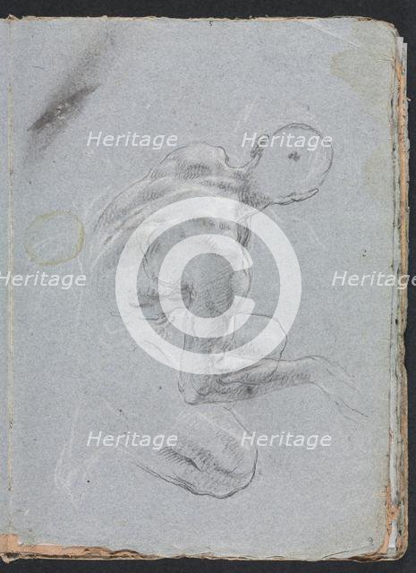 Verona Sketchbook: Male nude from back (page 9), 1760. Creator: Francesco Lorenzi (Italian, 1723-1787).