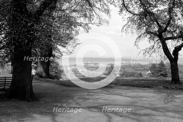 View down towards the River Thames and Gravesend Reach, Kent, c1945-c1965.  Artist: SW Rawlings