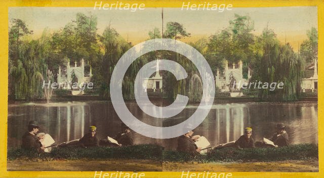 Greenwood Cemetery. Crescent Lake and Fountain, about 1860. Creator: Unknown.