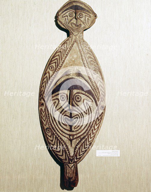 Ancestral Board, wood carved with two human faces. Artist: Unknown.