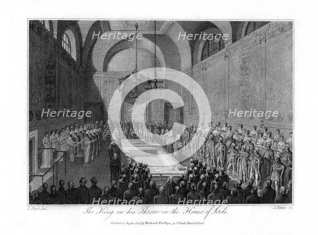 The King on his Throne in the House of Lords, London, 1804.Artist: James Fittler