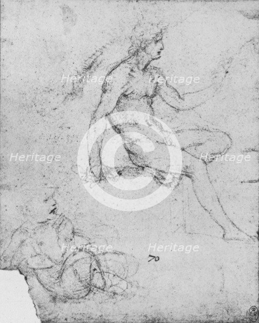 'Seated Nude with Child with Lamb', c1480 (1945). Artist: Leonardo da Vinci.