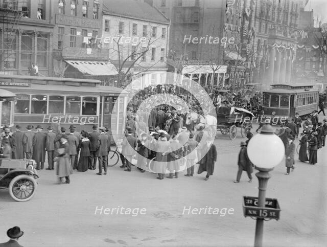 Woman Suffrage - Hikers Arriving from New York, 1913. Creator: Harris & Ewing.