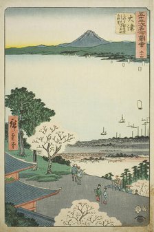 Otsu: Distant View of Otsu and the Lake from the Kannon Hall of Mii Temple (Otsu, Miidera ..., 1855. Creator: Ando Hiroshige.