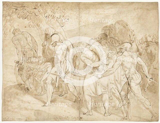 Funeral Procession of the Young Pallas, Aeneid Book XI, 1762. Creator: Jean-Antoine Julien.