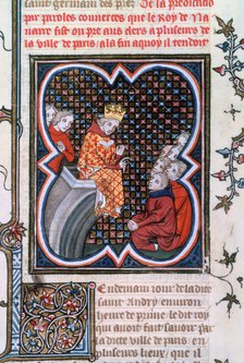 King Charles of Navarre preaching, 1375-1379. Artist: Unknown