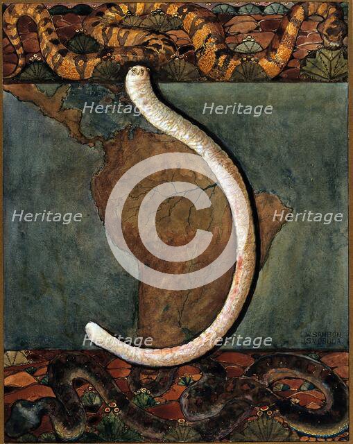 Parasites: a parasitical worm, shown much enlarged, with its hosts, c1930. Creator: J Svoboda.