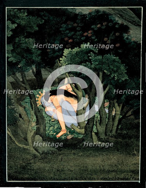 Krishna embraced by Radha, ca 1775. Artist: Indian Art  