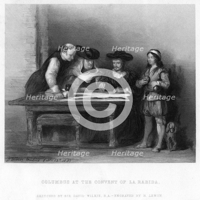 Columbus at the Convent of La Rabida, 1490 (19th century).Artist: H Lemon