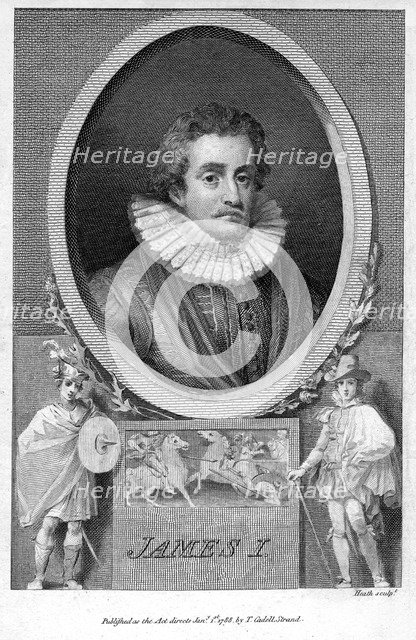 James I of England, (1788).Artist: Heath
