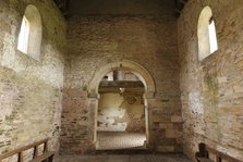 Interior of Odda's Chapel, Deerhurst, Gloucestershire, 2010.