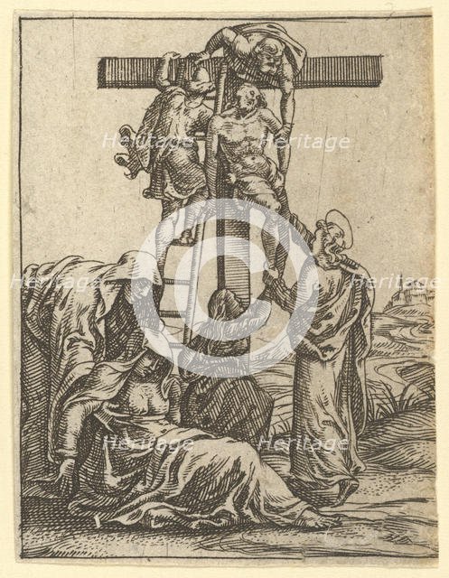 The Virgin of Sorrows: The Descent from the Cross; one of nine surrounding compartments..., by 1575. Creator: Giorgio Ghisi.