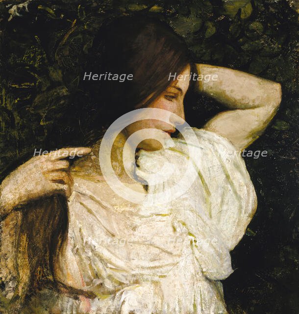 Girl Arranging Her Hair, 1918-1919. Creator: Abbott Handerson Thayer.