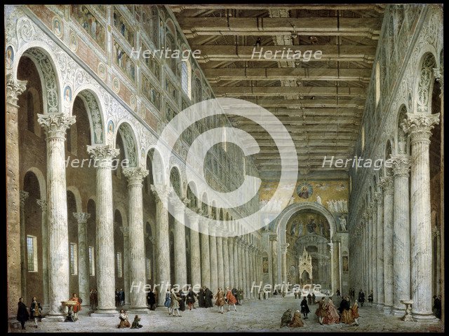 'Interior of the Basilica of St Paul Outside the Walls in Rome', c1750. Artist: Giovanni Paolo Panini