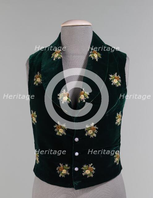 Evening vest, American, 1838. Creator: Unknown.