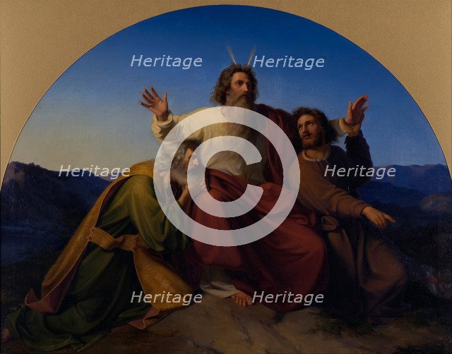 Moses, Aaron and Hur, 1837. Artist: Heubel, Alexander (1813-1847)
