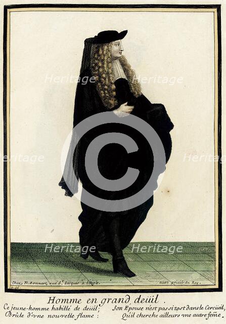 Recueil des modes de la cour de France, 'Homme en Grand Deüil', between 1670 and 1683. Creators: Nicolas Bonnart, Jean-Baptiste Bonnart.
