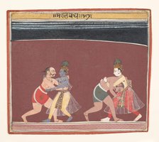 Krishna and Balarama Fight the Evil King Kamsa’s Wrestlers..., ca. 1650. Creator: Unknown.