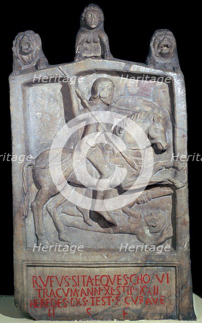 Roman tombstone erected in memory of a Thracian cavalryman, 2nd century. Artist: Unknown