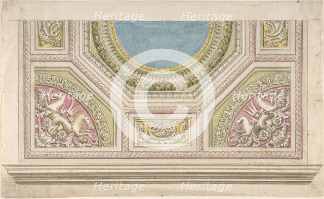 Design for a Decorated Ceiling, 19th century. Creator: Anon.