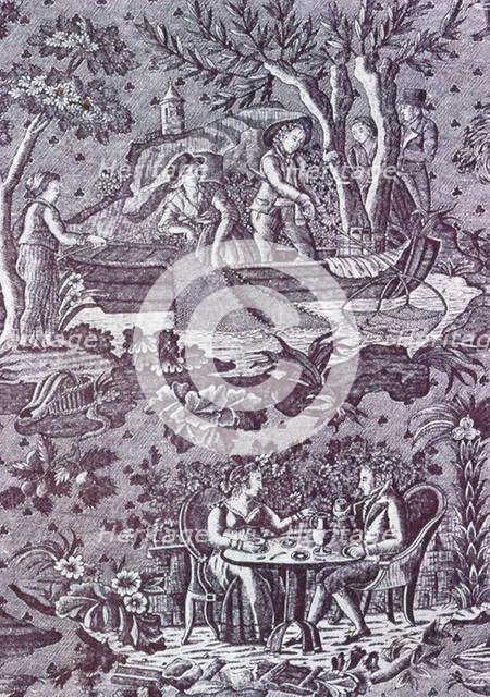 Plaisir de l'été (Pleasure of Summer) (Furnishing Fabric), France, c. 1820. Creator: Philippe Wyngaert.