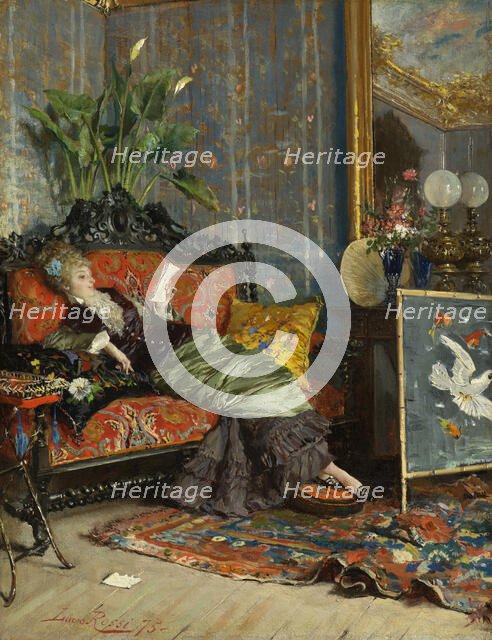 Young Woman Reading, 1875. Creator: Lucius Rossi.