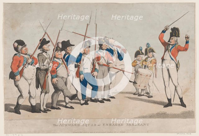 The Awkward Squad or Enraged Sergeant, July 17, 1798., July 17, 1798. Creator: Thomas Rowlandson.