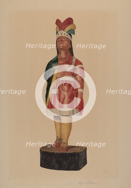 Cigar Store Indian, c. 1939. Creator: Georgine E. Mason.
