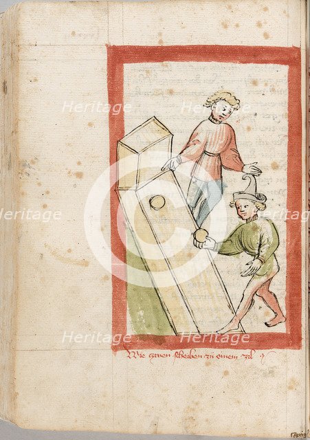 Two men bowling. From Der Renner by Hugo von Trimberg, 1411-1413.