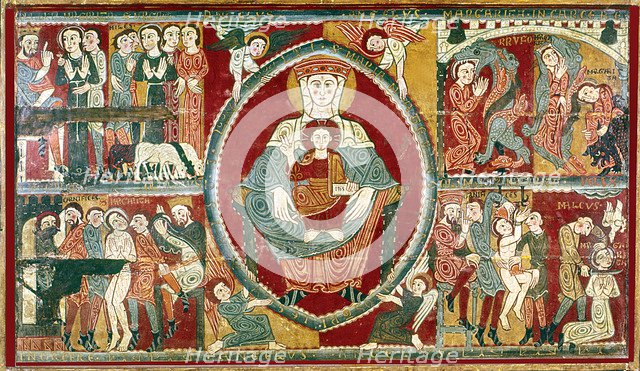 Front of the altar of the chapel of St. Margaret, with scenes of the martyrdom of the saint, from…