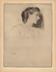 Profile Head of a Woman, 1890. Creator: Julian Alden Weir.