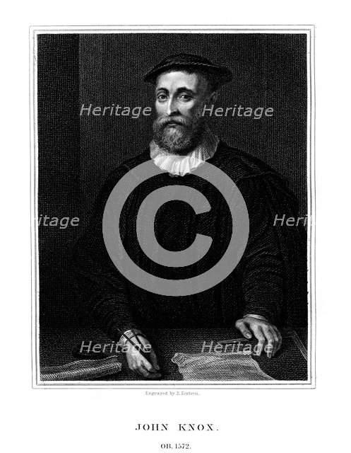 John Knox, Scottish religious reformer, (1825).Artist: E Scriven