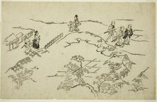 Emon Hill, from the series "The Appearance of Yoshiwara (Yoshiwara no tei)", c. 1681/84. Creator: Hishikawa Moronobu.