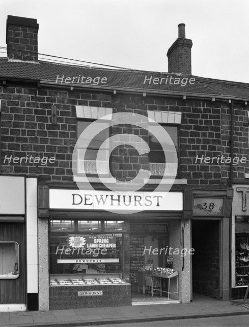 Traditional butcher's shop in the South Yorkshire town of Mexborough, 1962. Artist: Michael Walters
