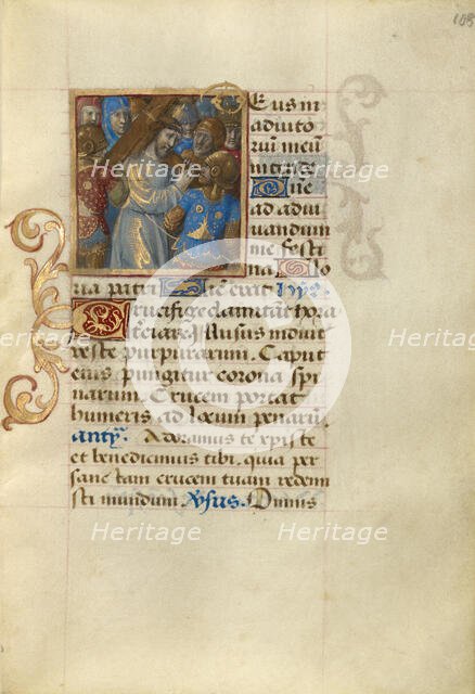 Christ Carrying the Cross; Poncher Hours, about 1500. Creator: Master of Cardinal Bourbon.