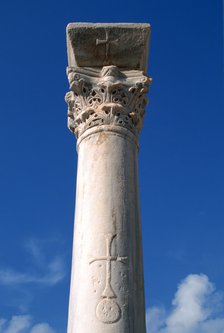 Cross inscribed on a column, Apollonia, Libya. 